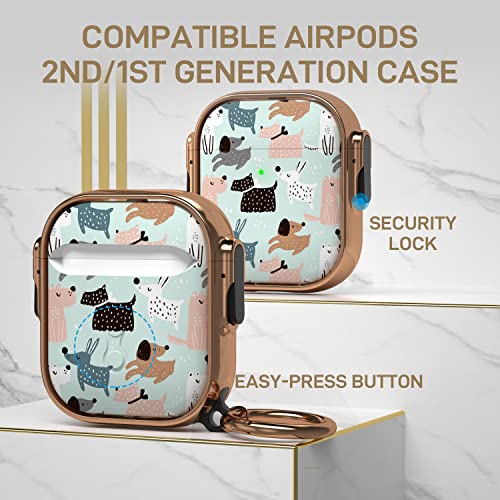 Image of Maxjoy for AirPods Case with Lock, Cute AirPod Case Lock Hard Protective AirPods 2 Cover for Women Men with Keychain for AirPod 2nd 1st Generation Cover 2&1, Dog