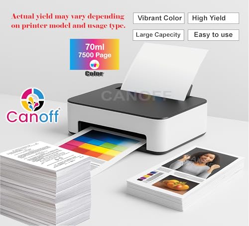 Image of CANOFF High Yield Refill Ink Bottle GI-70 /71 | Premium Dye-Based Black Ink for Ink Tank Printers | Smudge-Free, Quick Dry & Vivid Print Quality | Compatible Refill Ink (70ml Each) (Gi-70 /71 Magenta)