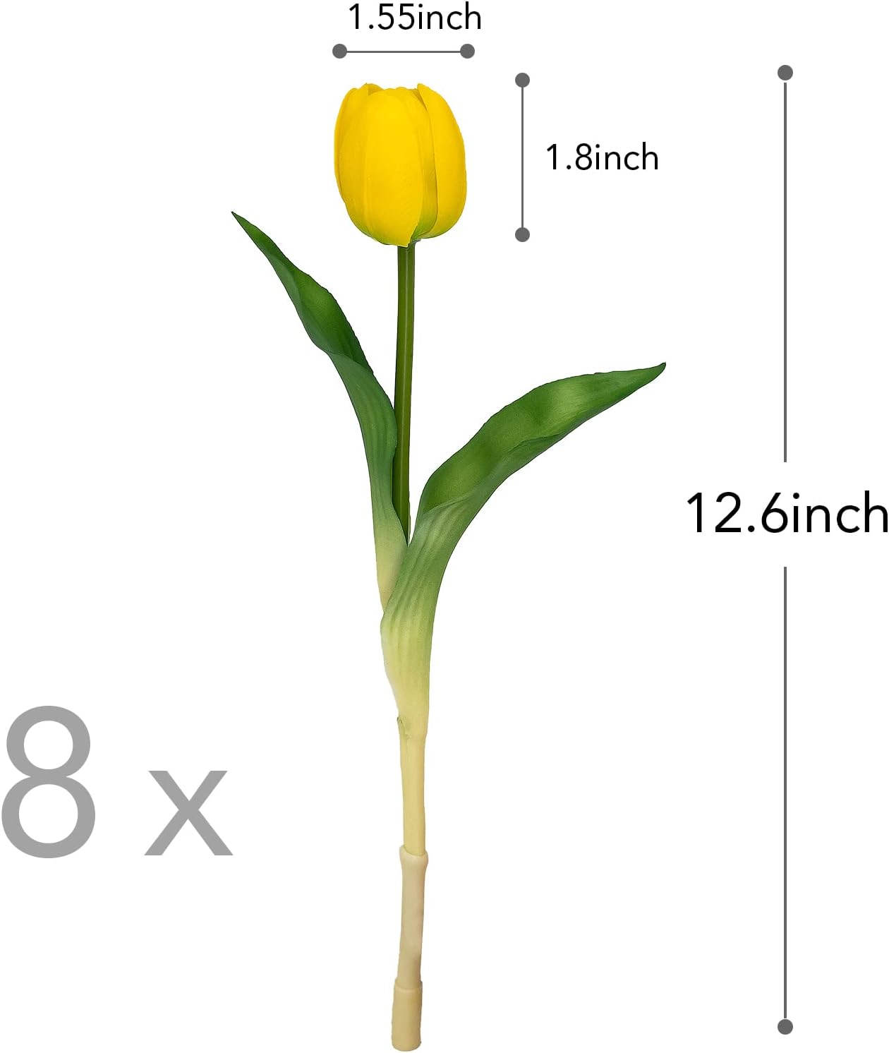 Artificial/Fake/Faux Flowers - Tulip Yellow 8PCS for Wedding, Home, Party, Restaurant - Image 4