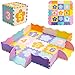 COSTWAY Puzzle Tapis Mousse Bébé avec Clôture, Tapis de Sol à 50 Pièce, Puzzle Multicolore Enfant (Motif de Fleur et Chiffre)