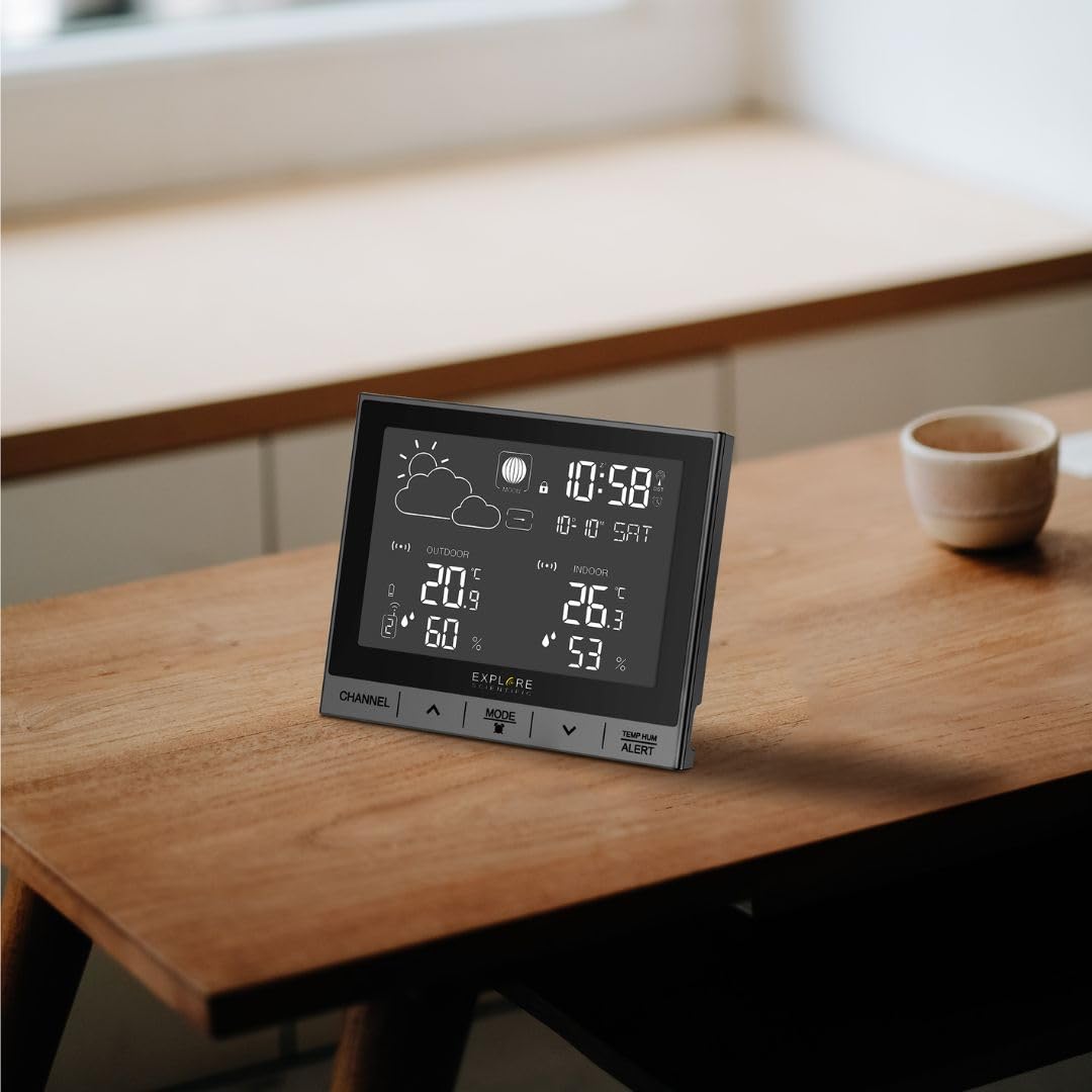 Explore Scientific Station météo numérique avec écran LCD animé, température et humidité Crystal Vision Mini Deluxe WSH5000