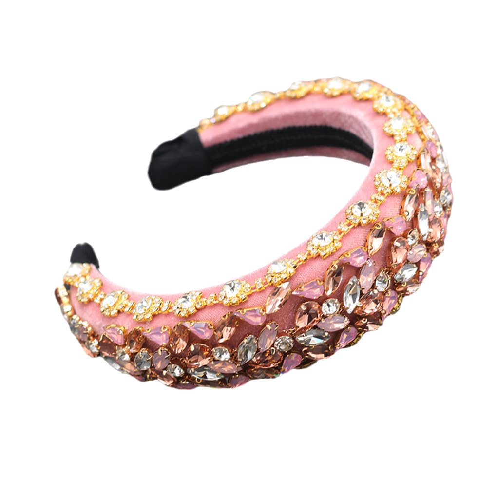 Cerchietto per capelli da donna, con strass, in spugna, stile retrò, accessorio per feste e matrimoni