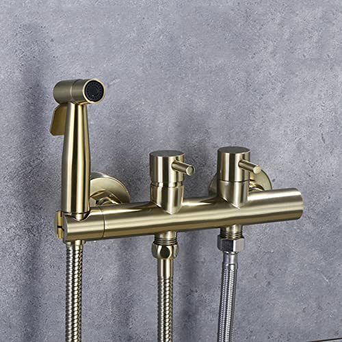 Kit de pulvérisation shattaf mural or brossé pour une salle de bain moderne et propre