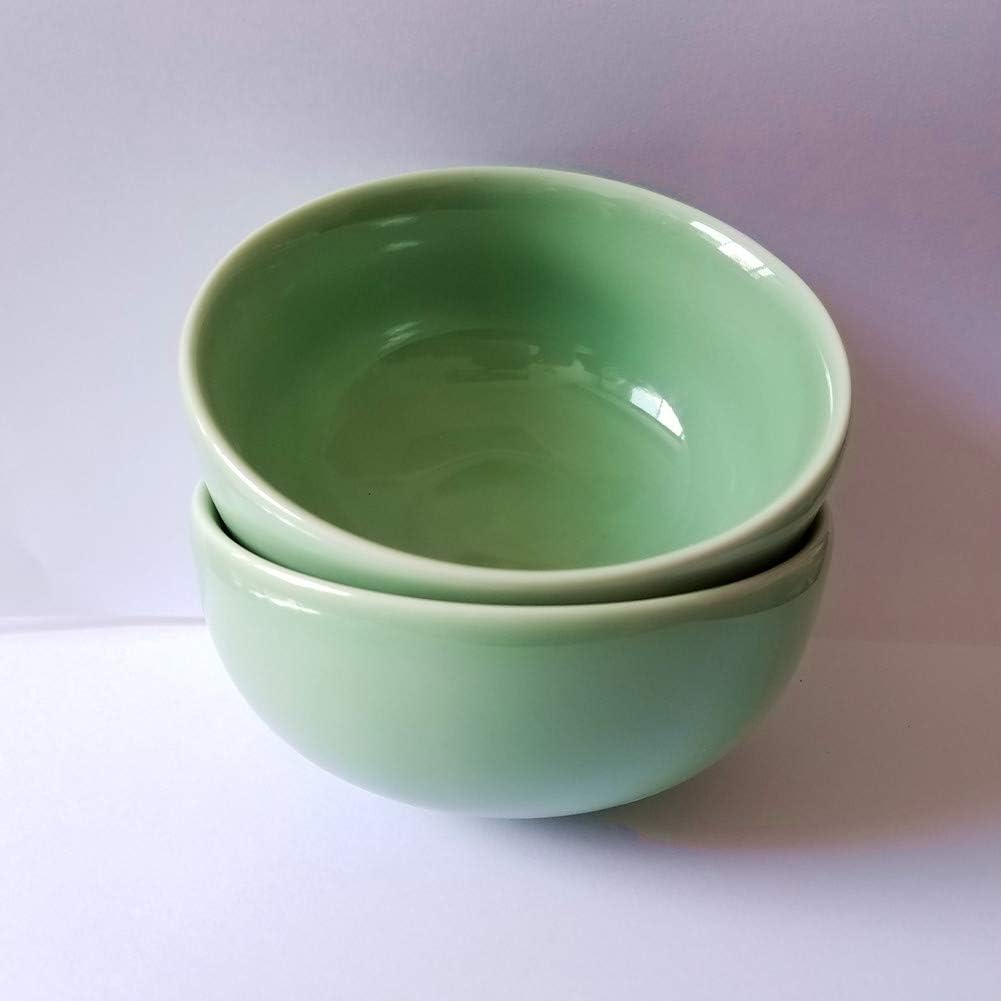 Rice Bowl 10-Ounce Chinese Celadon 4.5Inch Porcelain Microwave and Dishwasher Safe(Set of 4) (Green)