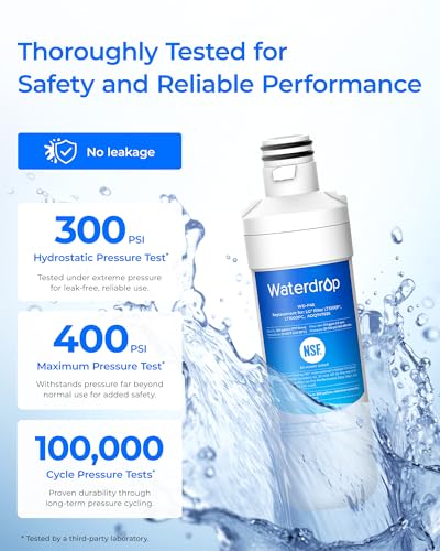 Image of Waterdrop LT1000PC ADQ747935 MDJ64844601 NSF Certified Refrigerator Water Filter, Replacement for LG LT1000P, ADQ74793501, ADQ74793502, 46-9980, 9980, LFXC24796S, LSFXC2496D