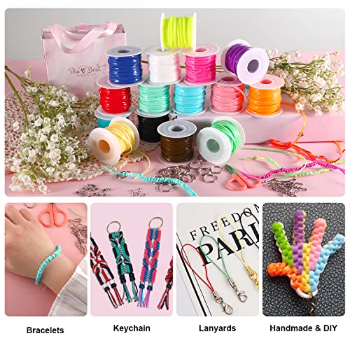 Kamjuntar Lanyard String,15 Rolls Gimp String Plastic Lacing Cord Plastic String Lanyard Kit For Friendship Bracelets Jewelry Making Diy Craft Boondoggle Gimp Bracelet Making Kit #TOP2