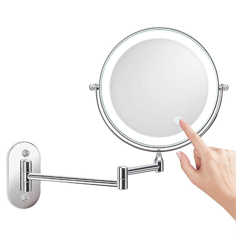 Miroir grossissant tactile mural contre les zones d'ombre du rasage