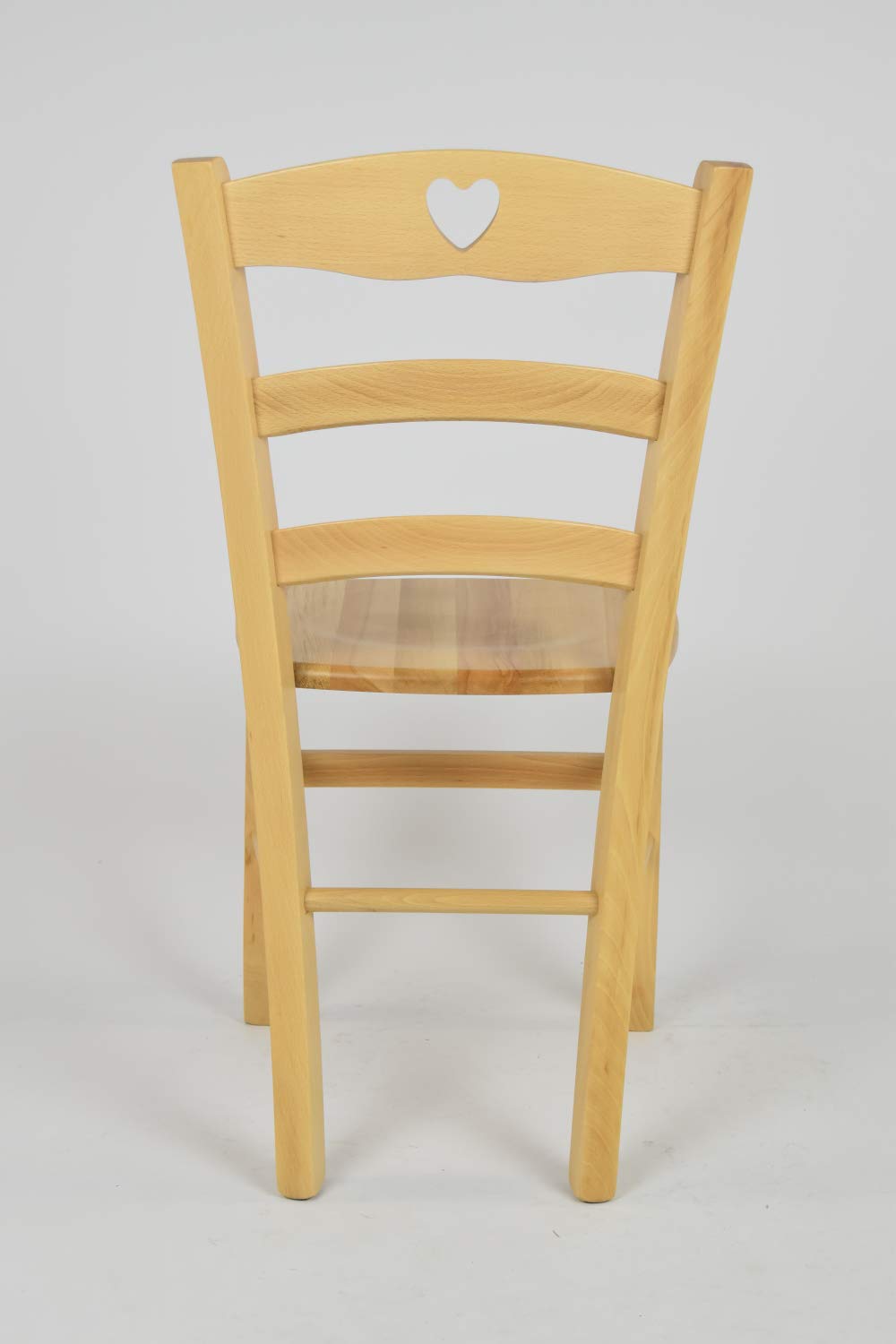 t m c s Tommychairs - Stuhl Cuore für Küche und Esszimmer, Robuste Struktur aus Buchenholz in der Farbe Naturfarben lackiert und Sitzfläche aus Holz