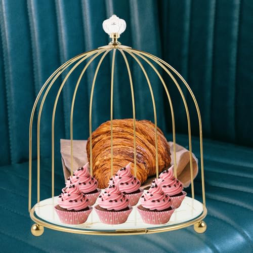Support cupcakes cage à oiseaux dorée pour une décoration de table de mariage