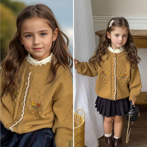 Image of Simplee kids Baby Sweater Toddler Girls Cardigan Sweater Embroidered Strawberry Knit Sweater