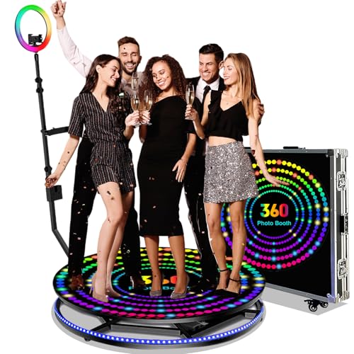 Máquina de fotomatón de 360 grados con control de aplicación, cabina de fotos 360 con anillo de luz RGB, control remoto, máquina de fotobooth 360 con funda de vuelo, para bodas, cumpleaños, reuniones Máquina de fotomatón de 360 grados con control de aplicación, cabina de fotos 360 con anillo de luz RGB, control remoto, máquina de fotobooth 360 con funda de vuelo, para bodas, cumpleaños, reuniones