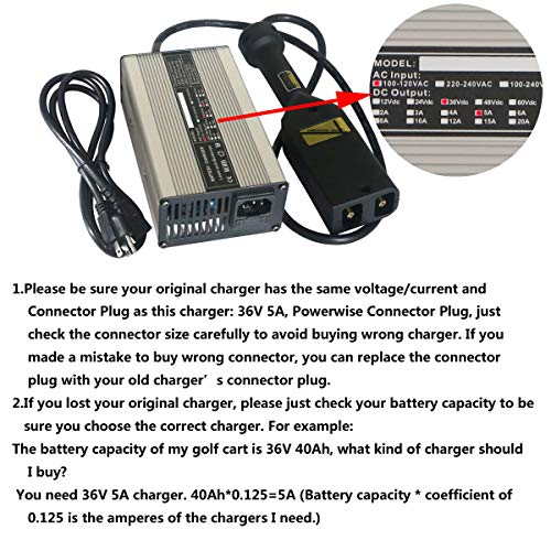 Abakoo New 36V 5A Golf Cart Battery Charger Powerwise Plug For Ezgo Ez-Go Txt Medalist D-Plug #TOP2