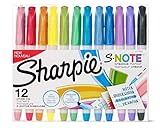 Sharpie S-Note Creative Markers, Highlighters, Assorted Colors, Chisel Tip, 12 Count - 1 Pack