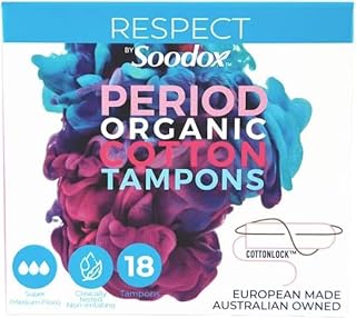 Respect by Soodox Organic Cotton Tampons | NEW Cotton Lock Technology To Prevent Fiber Shedding | Certified Organic Cotton...