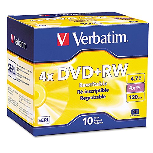 Verbatim 94839 DVD+Rw Discs, 4.7Gb, 4X, W/Slim Jewel Cases, Pearl, 10/Pack #1