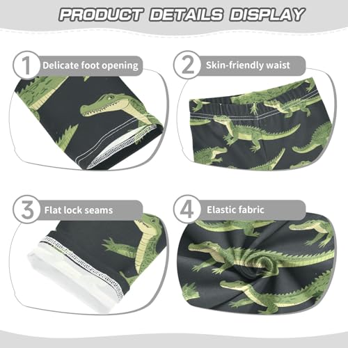 Crocodile Green Wildlife Girls Casual Leggings for Kids Printed Long Pant Bottoms Stretch and Soft3