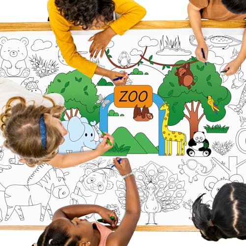 AMLEBE Póster para Colorear - 72 x 28 Mantel Gigante para Colorear Niños,...