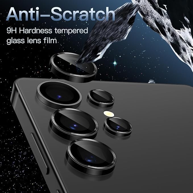 Image of Camera Lens Protector for SAMSUNG GALAXY S25 ULTRA BLACK HD Clear Camera Lens Case Friendly Scratch Resistant Lens Cover Full Coverage Camera Guard Waterproof Heavy Duty Camera Protector