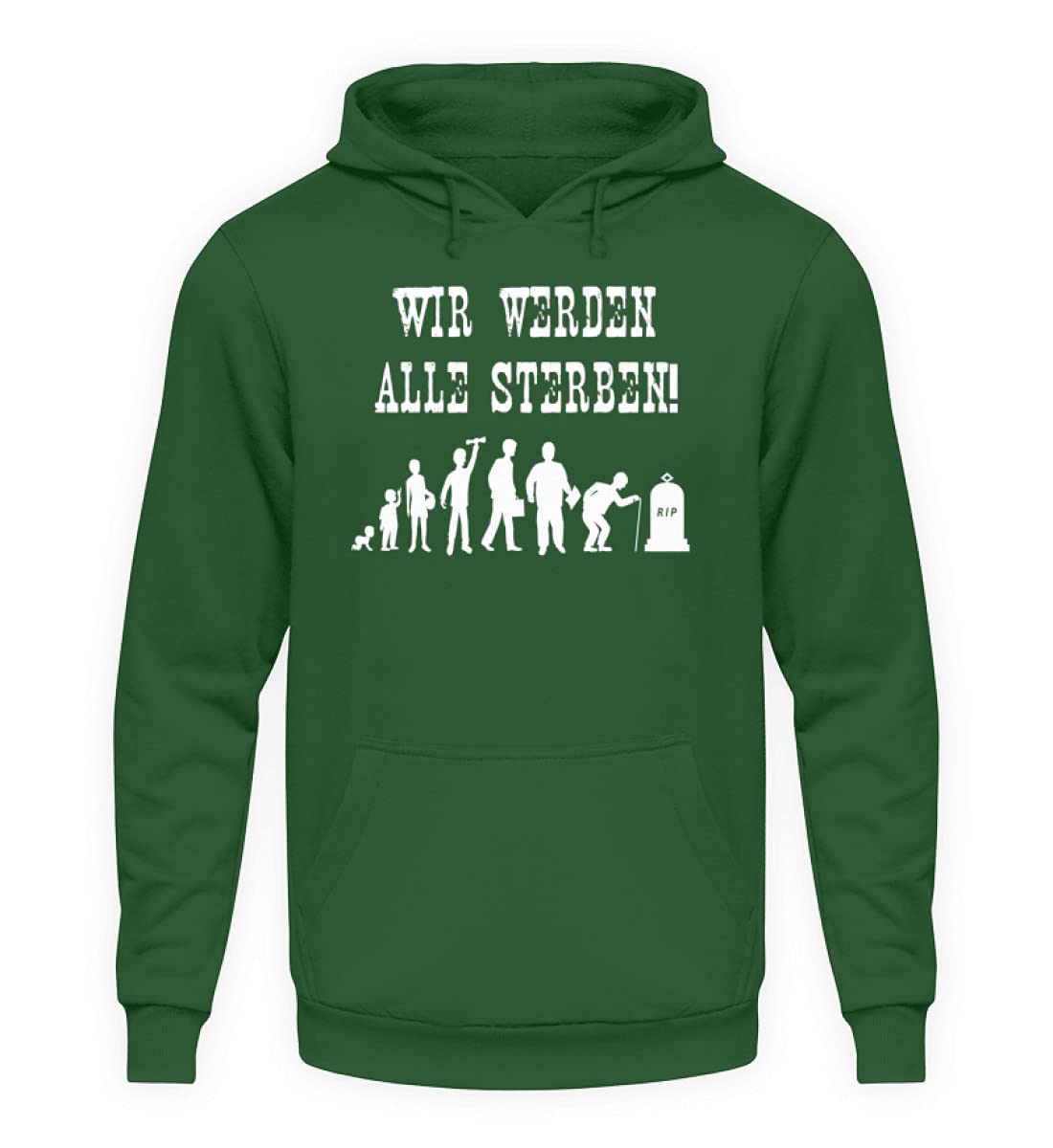 Sweat à capuche unisexe vert ultra confortable avec message philosophique noir