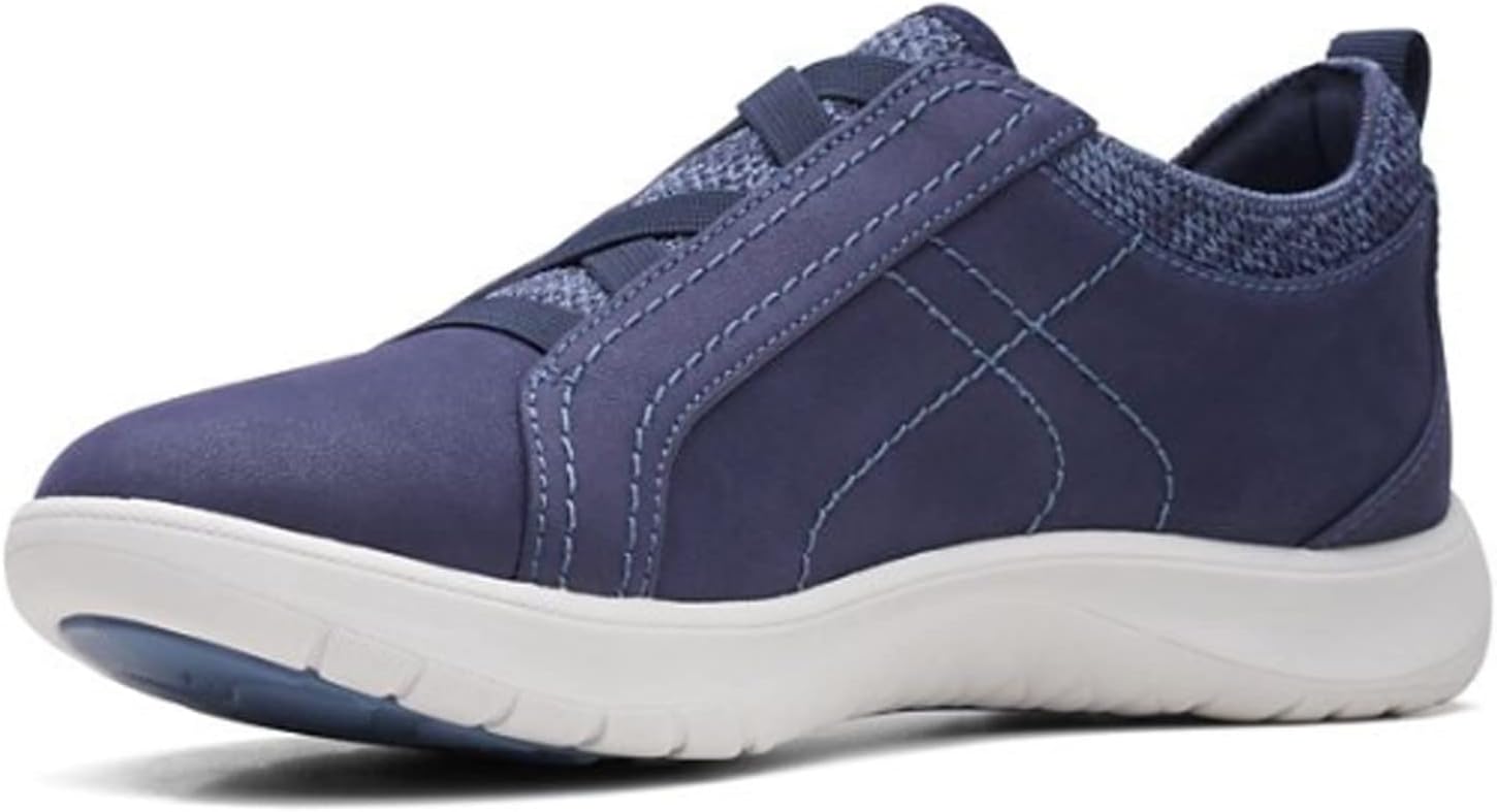 Clarks Women's Adella Trace Oxford Flat, Dark Navy Textile, 8 Wide