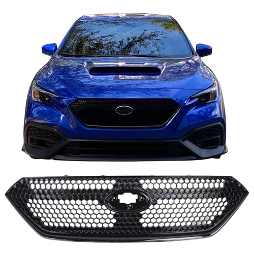 2022 Subaru WRX Sport Grille 6 IKON MOTORSPORTS Front Upper Grille, Compatible with 2022-2026 Subaru WRX, Honeycomb Style Gloss Black ABS Plastic Replacement Front Bumper Hood Grill 1PC