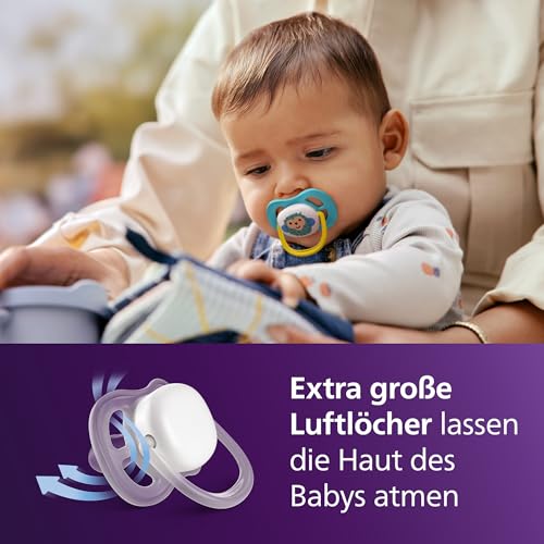 Philips Avent ultra air Schnuller – kiefergerecht geformtes Design, für Babys, 6–18 Monate, weicher, symmetrischer Silikonsauger, BPA-frei… – Ansicht 2