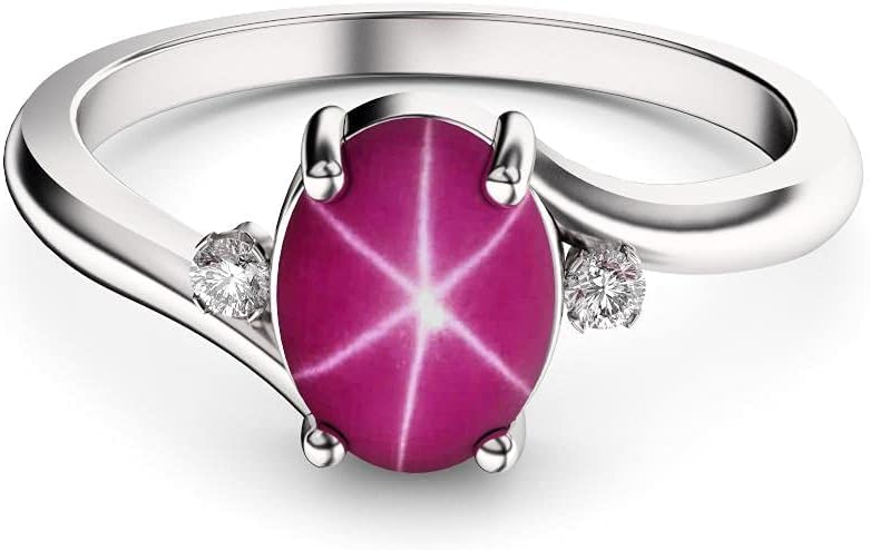 TSNjewelry Star Ruby Statement Ring 925 Sterling Silver with White Sapphire Accents Handmade in USA