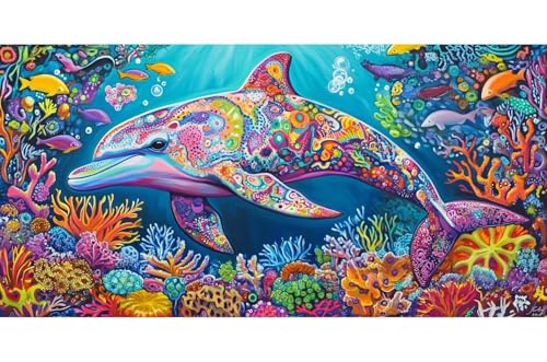 Peinture Diamant Dauphin 5D à strass complets toile broderie grand format 80x160cm O-3G