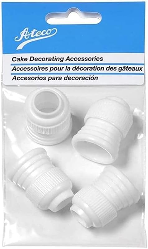 Standard Plastic Couplers, for Use Cake Decorating Tubes and Bags, Set of 4, 4 Count, White