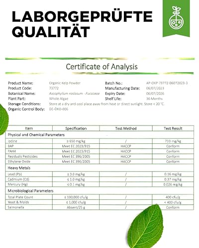 vit4ever Bio Kelp (Natürliches Jod) - 365 Tabletten mit je 200 µg Jod aus Bio-Braunalgen - Ohne unerwünschte Zusätze - Hochdosiert - Vegan