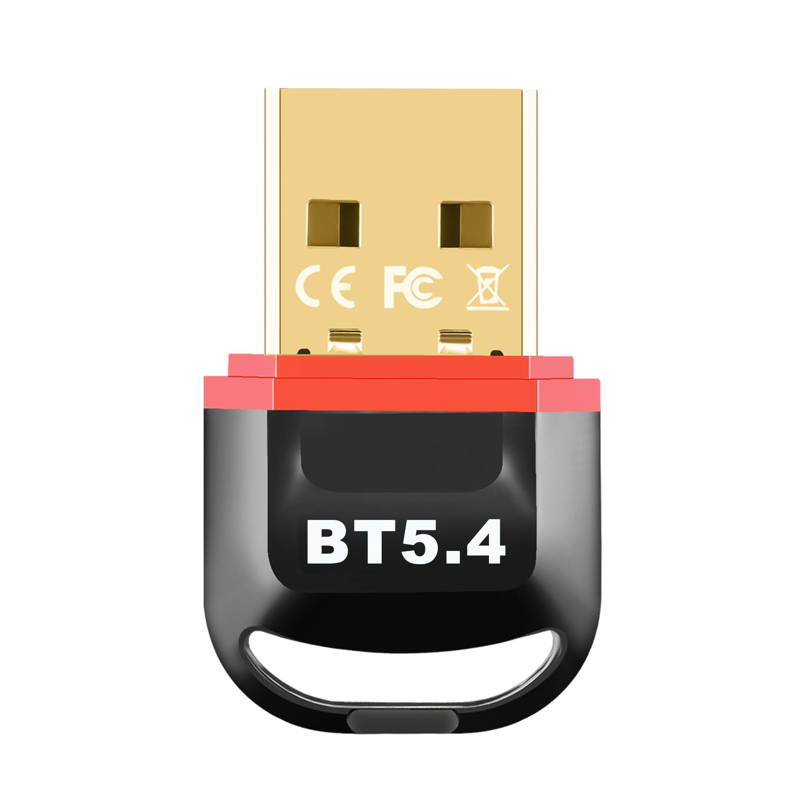 ONTERATE USB Bluetooth 5.4 Adapter for PC, Plug & Play Bluetooth Dongle Receiver BR+EDR+BLE+LMP13.X, Long Range Support Windows 11/10/8.1 for Desktop Laptop Keyboard Mouse Headset (Red)