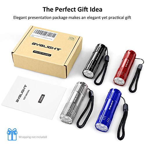 Byb 9 Led Mini Aluminum Flashlights 4-Pack With Lanyard, Super Bright Handheld Torch Assorted Colors, Aaa Batteries Not Included, For Camping, Hiking, Hunting, Backpacking, Fishing, Bbq And Edc #TOP5