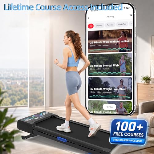 Image of TRAILVIBER Walking Pad Treadmill with 12% 9-Level Auto Incline, 450 lbs Capacity RGB LED Screen, Bluetooth Speaker Under Desk Treadmill