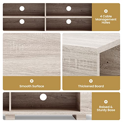 Tangkula Wooden Tv Stand For Tvs Up To 65 Inch Flat Screen, Modern Entertainment Center With 8 Open Shelves, Farmhouse Tv Storage Cabinet For Living Room Bedroom, Tv Console Table (White Oak) #TOP7