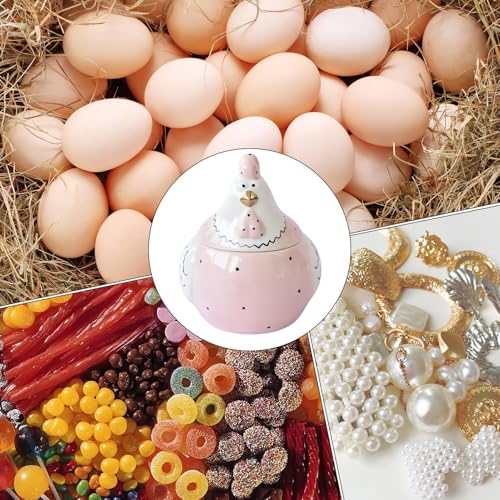Boîte en forme de poulet en céramique pour ranger œufs et bonbons - 5