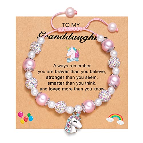 UNGENT THEM Granddaughter Gifts from Grandma, Unicorns Jewelry Gifts Jewelry Gifts Girls' Christmas Easter Baptism Valentines Day Grad Graduation Gifts for Girls Granddaughter Flower Girl Gifts