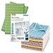 POLYCLEAN 10x Microstripe Universal-Mikrofasertuch (40 x 30 cm, bunt, 10 Stück) inklusive 2X Glas-Poliertuch mit Bambus-Fasern (60 x 40 cm, Grün, 2 Stück)
