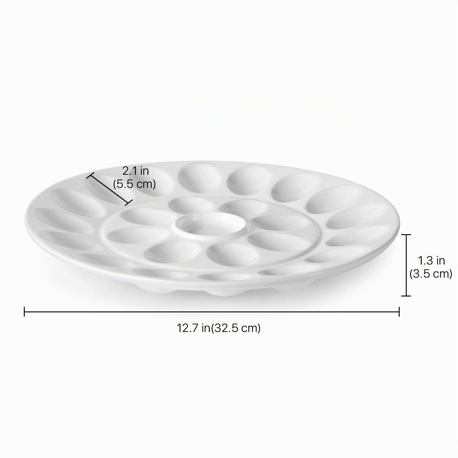 Flexzion Deviled Egg Tablett aus Keramik Porzellan (2er Pack) 25 Tasse Eier servieren Tablett Catering-Platte für Teufels-Eier, Ostereier Halter & Desserts dekorative Küche Platt