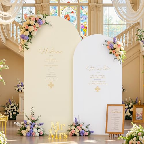 Funda para Arco de Boda doble cara, 5 pies Blanco Beige miniatura 4