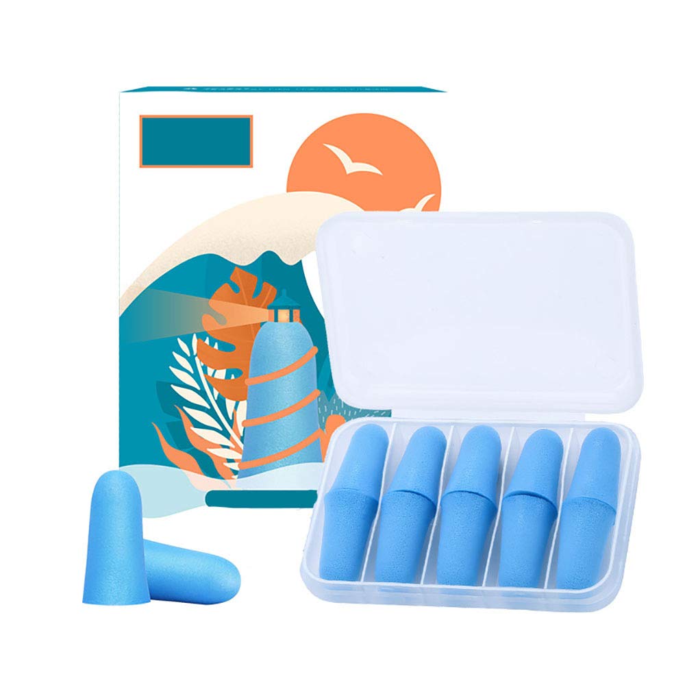 5-Pairs Pack Earplugs for Sleeping Snoring Loud Noise Traveling Concerts Construction & Studying Blue