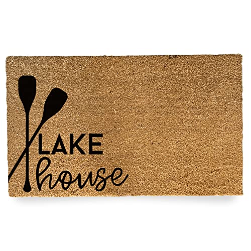 NICKEL DESIGNS Lake House Doormat, 18 x 30 Inch, Heavy Duty Natural Coir Fibers, UV and Weather Resistant, Lake House Porch Decor, Beach and Rustic Theme (Standard 18x30 inches)