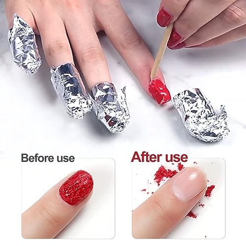 Qufiiry 200 Pcs Foil Nail Wraps, Nail Foils for Gel Nails, Nail Wraps, with Pre-attached Lint-Free Cotton Pads, Acetone Gel Polish Remover, for Fast & Gentle Soak Off Gel Polish Removing - Image 7
