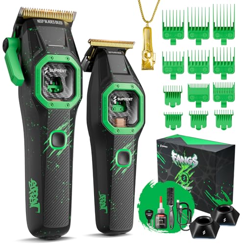 Image of SUPRENT Fangs Professional Barber Clippers - High-Performance 13,000 RPM Vector Motor Hair Clipper Barber Trimmer Set, Professional Haircutting Kit with AI Speed Control, Patented U-Teeth Blade