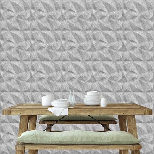 Image of Kayra Decor Panels for Wall Decor - PVC Diamond Design, White Marble Color 19.7 inch X 19.7 inch (Pack of 18) - Covers 48.51 Sq. Ft.