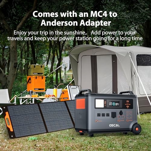 OSCAL PowerMax 3600(Peak 6000W) Portable Power Station with 3x200W Solar Panel, 3600Wh LiFeP04 Solar Generator with AC Outlets, 1.2H Full Charge, 10ms UPS for Home Use, Outdoor Camping, RV Trip - Image 5
