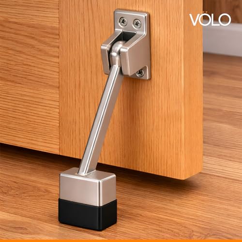 Image of Volo Silver Satin Finish 5 Inch Square Fully Heavy Body Powerful Working Door Stopper (Color: Silver)