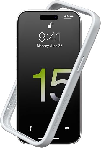 RhinoShield Bumper Case Compatible with [iPhone 15 Plus] | CrashGuard - Shock Absorbent Slim Design Protective Cover 3.5M / 11ft Drop Protection - Platinum Gray