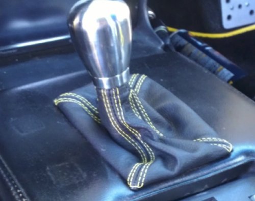 RedlineGoods Shift Boot Compatible with Pontiac Fiero 1984-88. Tailor Made - not Universal. Genuine top-Grade Italian Black Suede (Alcantara) with Silver Thread