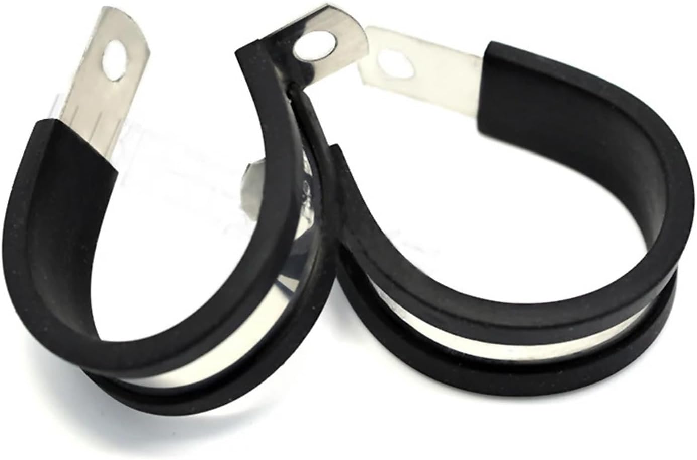 Reinforced Rigid Pipe Strap, 10Pcs/Lot 6MM-55MM 304 Stainless Steel Rubber Lined P Clips Mounting Hose Pipe Clamp(50MM 10PCS)