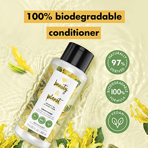 Love Beauty And Planet 100% Biodegradable Conditioner Hair Repair Treatment For Split Ends Coconut Oil & Ylang Ylang Paraben-Free, Silicon-Free And Vegan Hair Care 13.5 Oz #TOP2